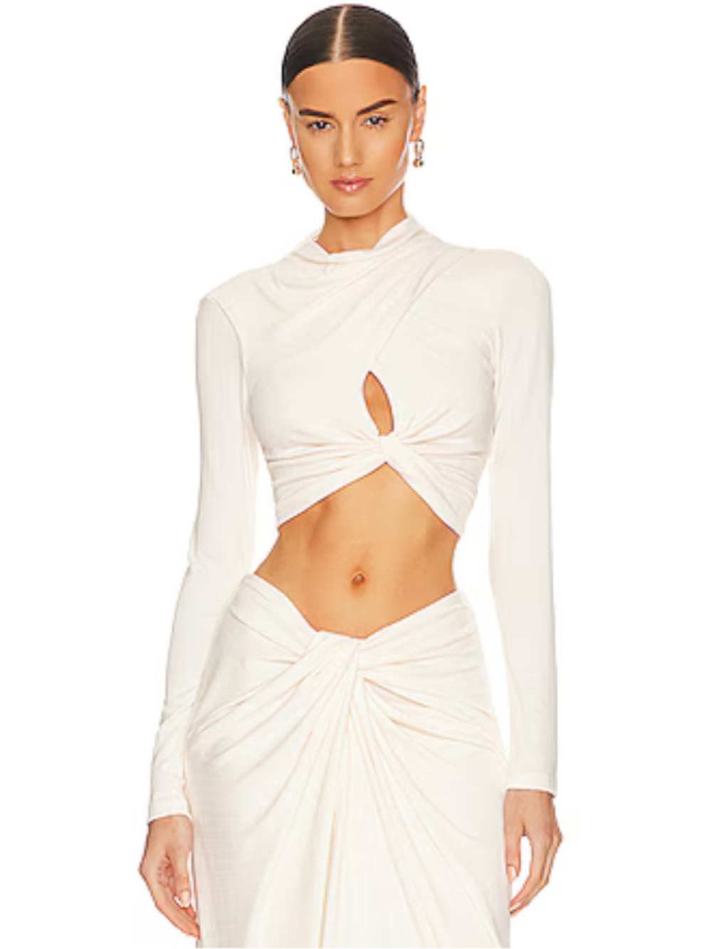 SIGNIFICANT OTHER Cream Martha Long Sleeve Crop Top Size 4